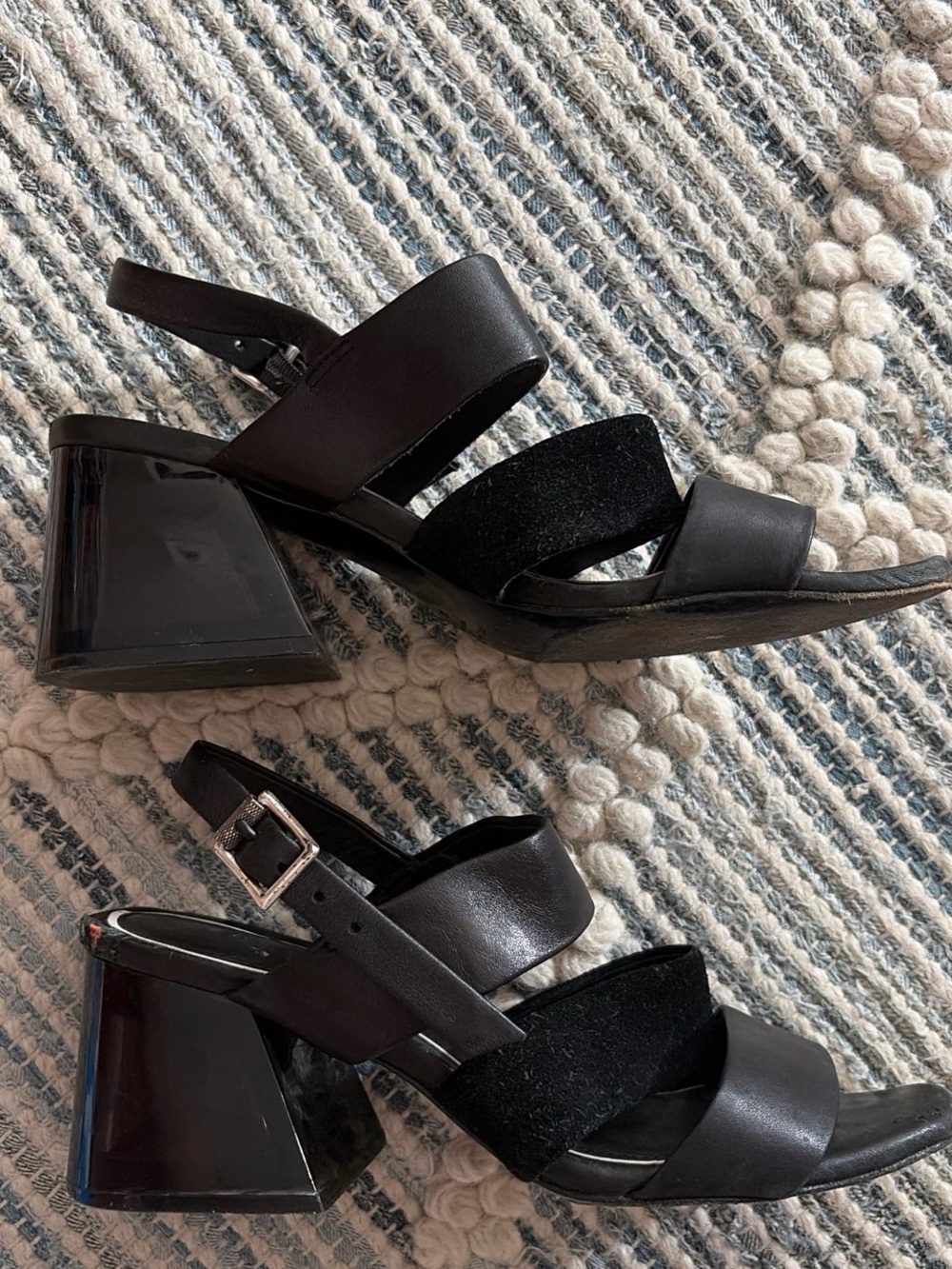 rag & bone Black Block Heel Slingback Sandals
